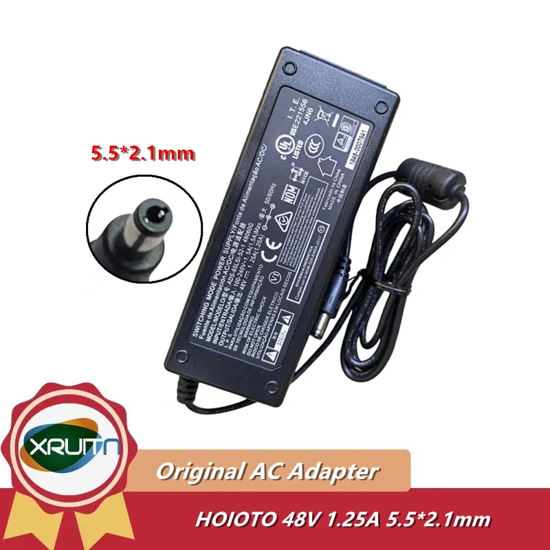 Genuine Hoioto ADS-65LSI-52-1 AC DC Adapter Charger 48V 1.25A 60W ADS-65LSI-52-1 48060G Switching Power Supply 5.5x2.1mm