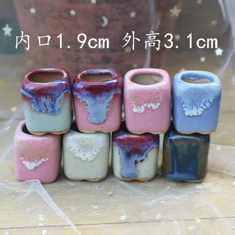 6/10pc Coarse Pottery Semi Glaze Mini Fleshy Flowerpot Mini Pot Pocket Green Plant Home Decoration Thumb Flowerpot With Hole
