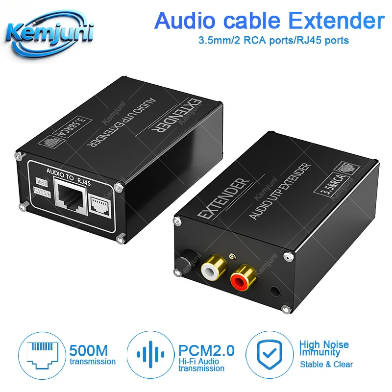 

Audio Cable Extender with Dual RCA To RJ45 Ports Network Transmitter 3.55mm Audio Cable Suitable for Computer Amplifiers