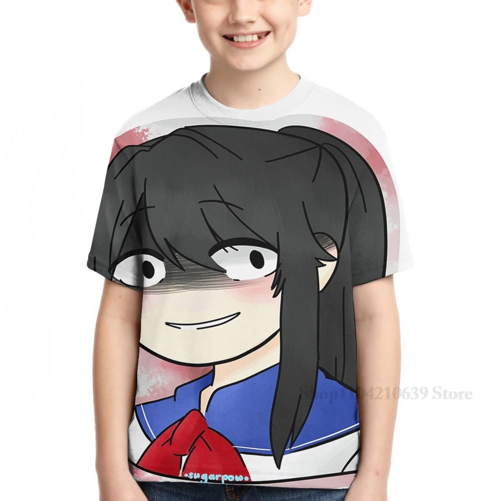 تي شيرت رجالي مطبوع بالكامل من Yandere-chan من Yandere Simulator تي شيرت نسائي أنيق للفتيات تي شيرت للأولاد تي شيرت بأكمام قصيرة #5