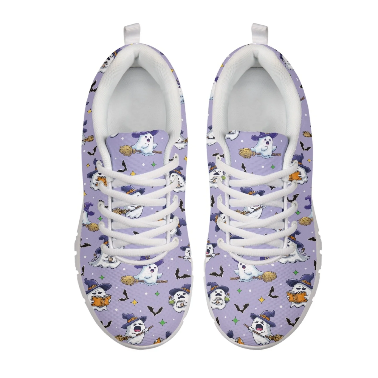 Coloranimal Cute Ghosts Print Women Sneakers Breathable Lace Up Mens Sports Tennis Shoes for Gym
