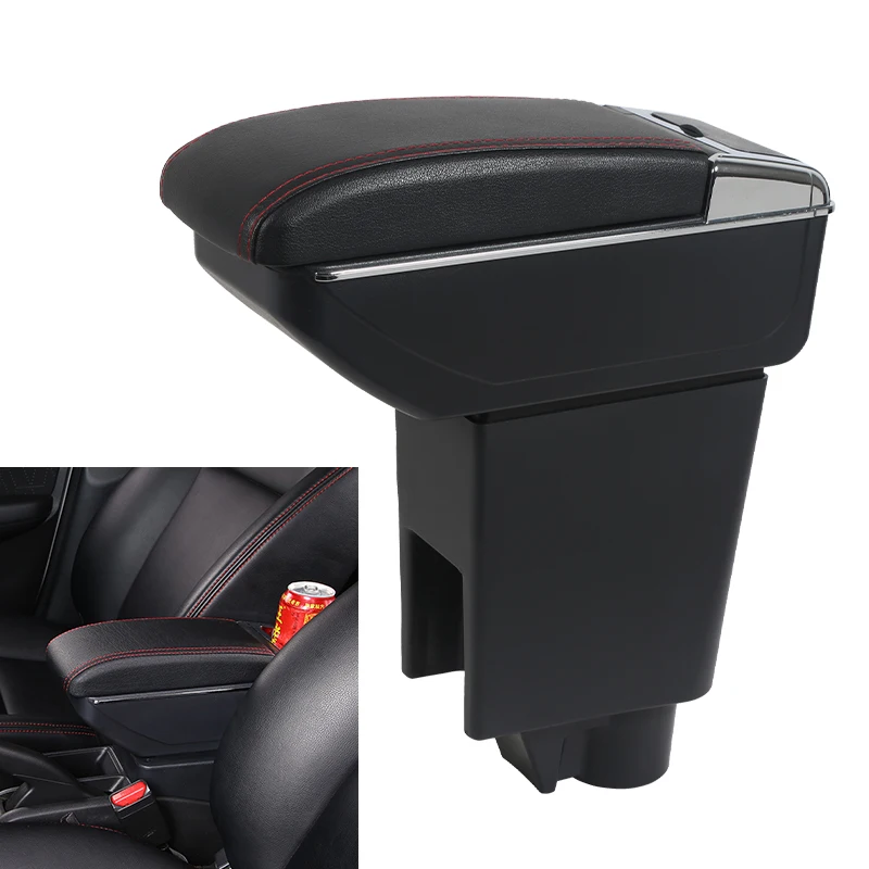 For Fiat Argo For Fiat Cronos For Fiat Strada For RAM 700 Car Armrest Box with Cup Holder PU Leather Easy Install Auto parts