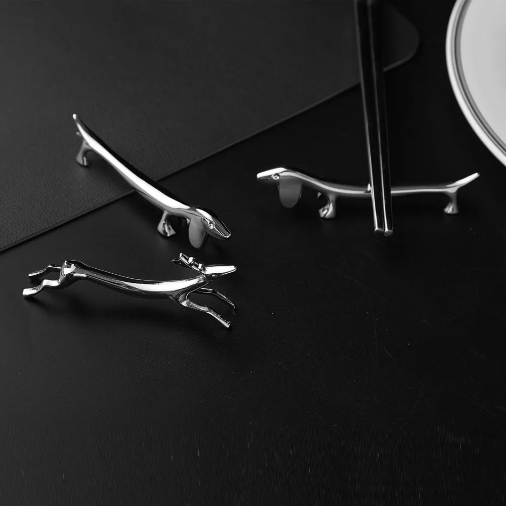 Kitchen Accessories Zinc Alloy Cutlery Bracket Holder Cute Fawn /Little Dog Shape Tableware Rack Holder Silver Chopsticks Holder