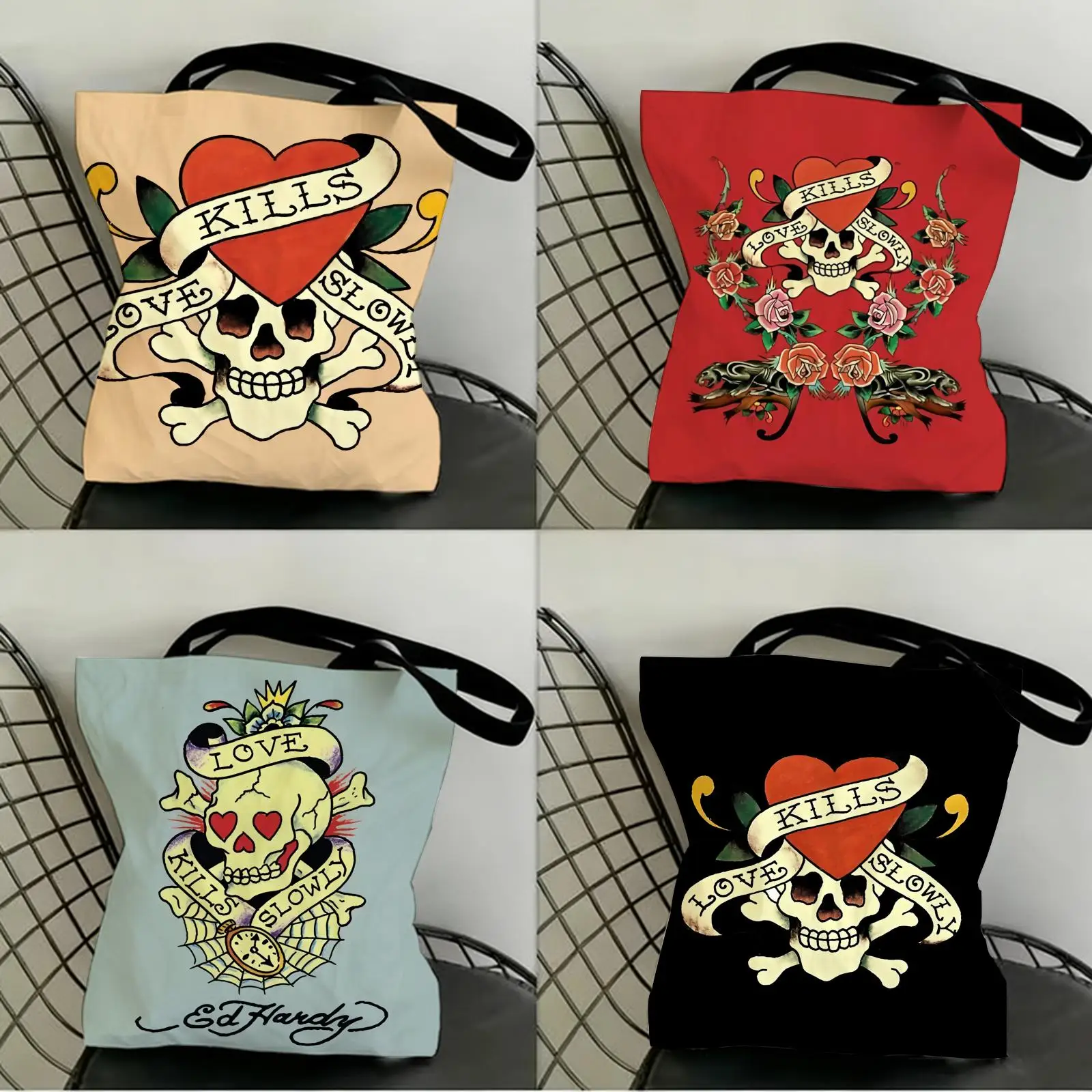 Bolsas de armazenamento e-EdS H-HardyS, bolsas de lona com impressão dupla face, bolsa de ombro da moda, sacola de compras, presente, bolsas ecológicas