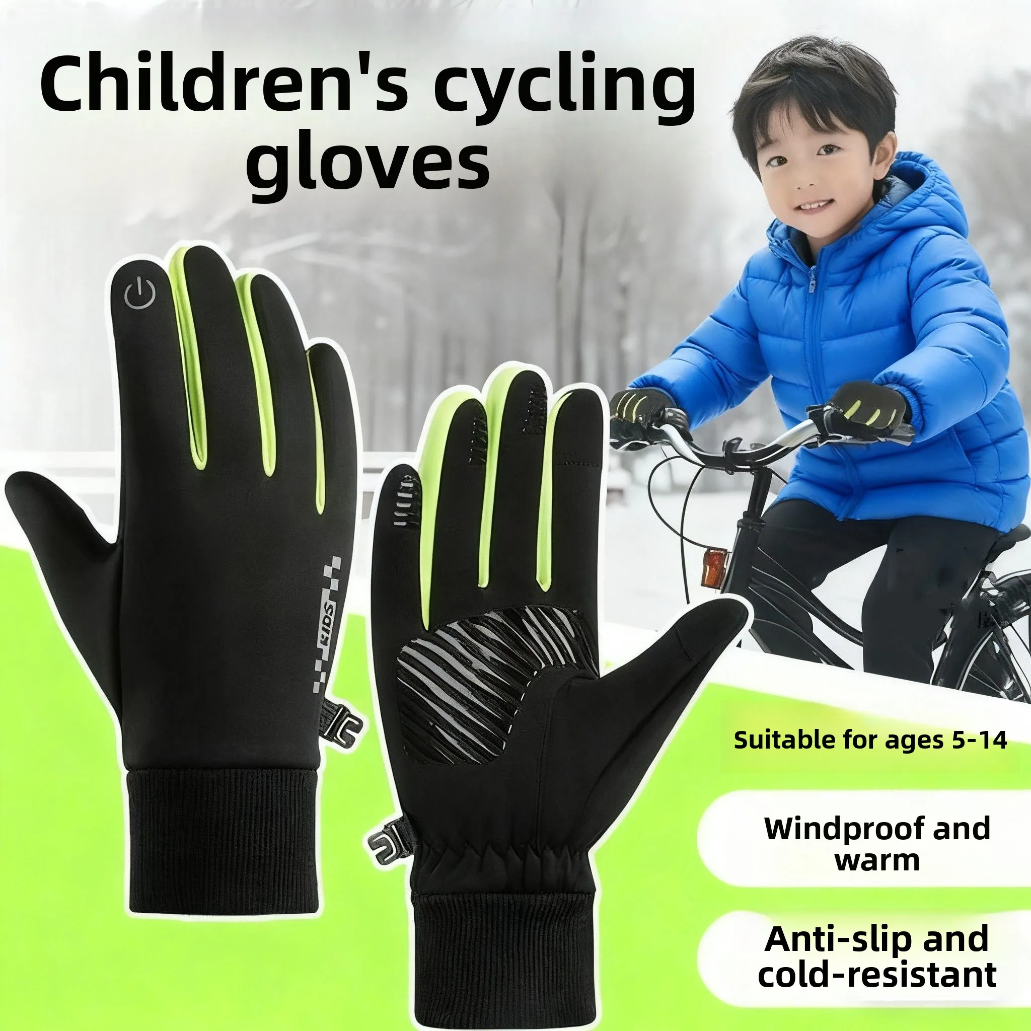 

Warm Fleece Lined Cycling Gloves for Teens Waterproof Windproof Outdoor Bicycle Riding Anti-slip Hand Protection Thickened Wi...