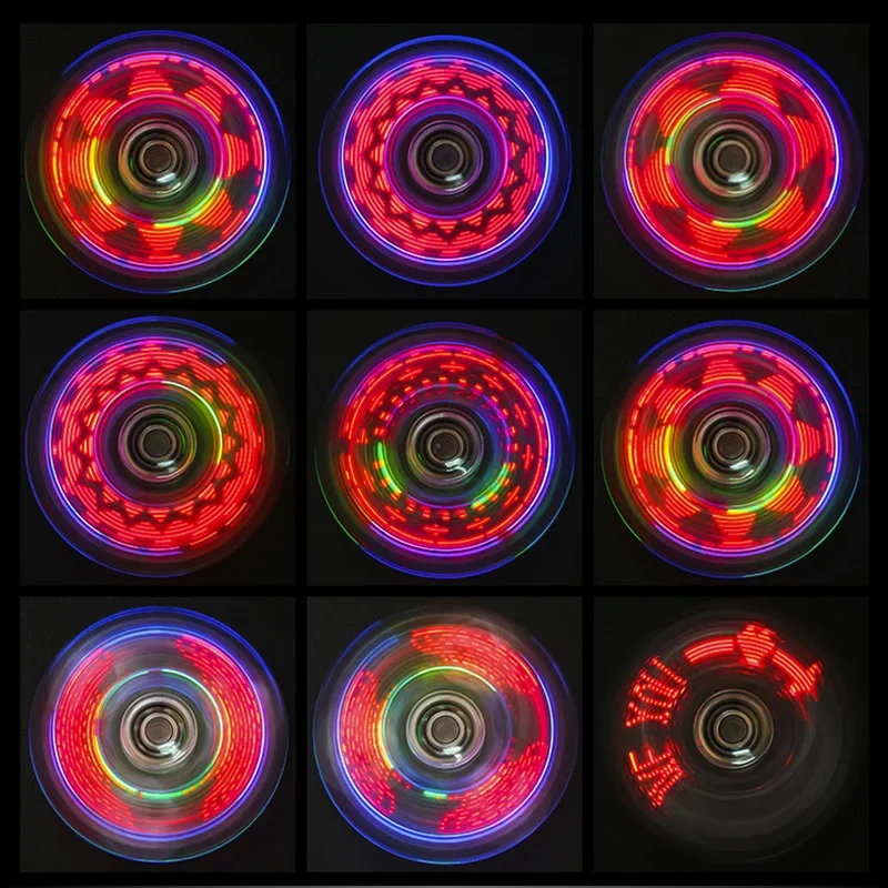 Fidget Spinner Glow in the Dark Adult Toy Anti Stress Led Tri-Spinner Autism Luminous Spinners Kinetic Gyroscope for Children