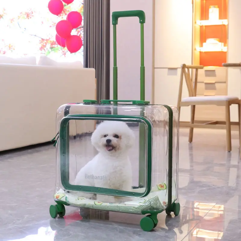 Lightweight Transparent Pet Trolley Case, Case, Professional Cat Stroller with Wheels, Expandable Pets Accessories
