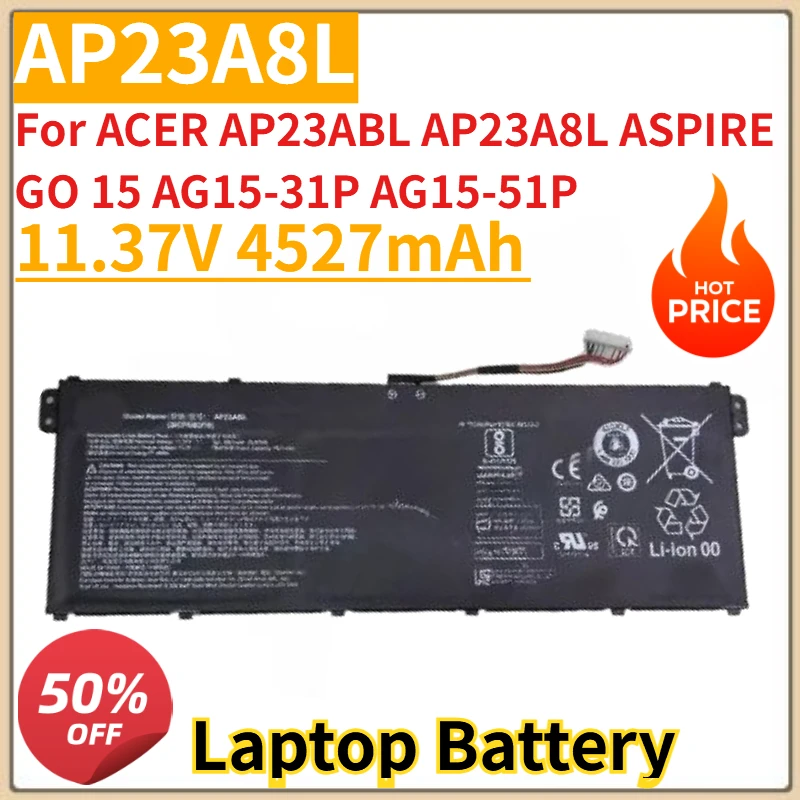 

High Quality New AP23A8L 11.37V 4527mAh Laptop Battery For ACER AP23ABL AP23A8L ASPIRE GO 15 AG15-31P AG15-51P