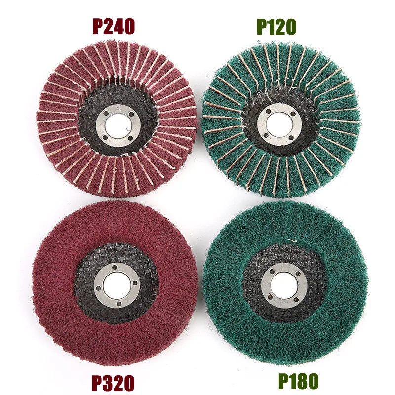 Disco de pulido de aleta de fibra de nailon de 4 ", almohadilla de fregado no tejida de 100x16mm, herramienta abrasiva para amoladora angular