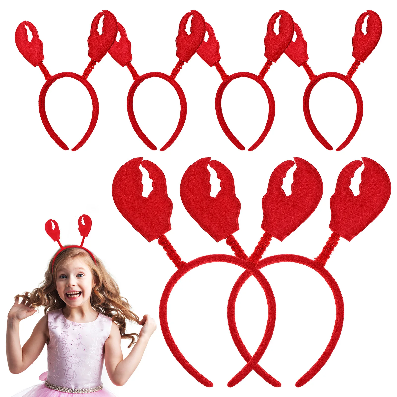 6Pcs Lobster Headbands Crab Bopper Party Costume Accessories Funny Holiday Headwear for Adults Women Crawfish Party Decorations