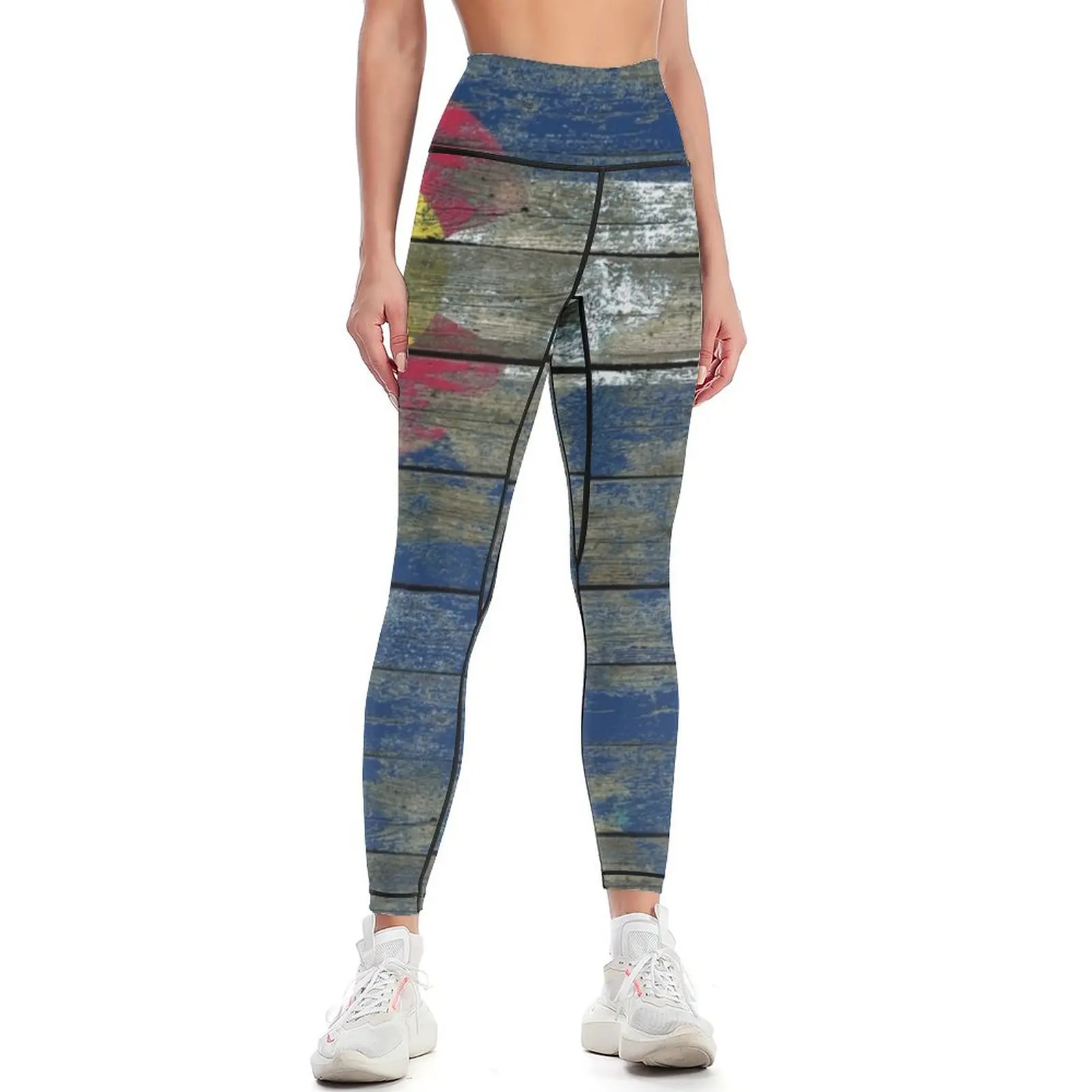 

Flag of Colorado on Rough Wood Boards Effect Leggings Fitness clothing Women's trousers sport legging Womens Leggings