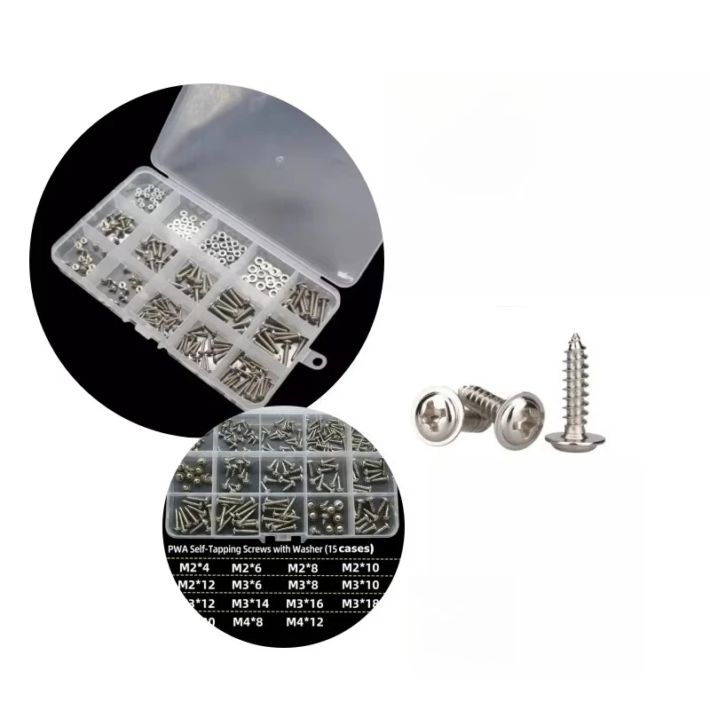 M2 M3 M4 Carbon Steel Cross Round Head With Washer Self-tapping Screw/Cross PWA Screw Set Combination 5