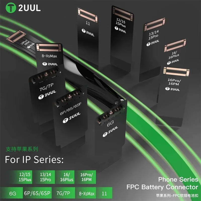 2UUL BT03 Phone Series FPC Battery Connector for Phone 6 7 8 X XS XR 11 12 13 14 15 16 PRO MAX PLUS MINI