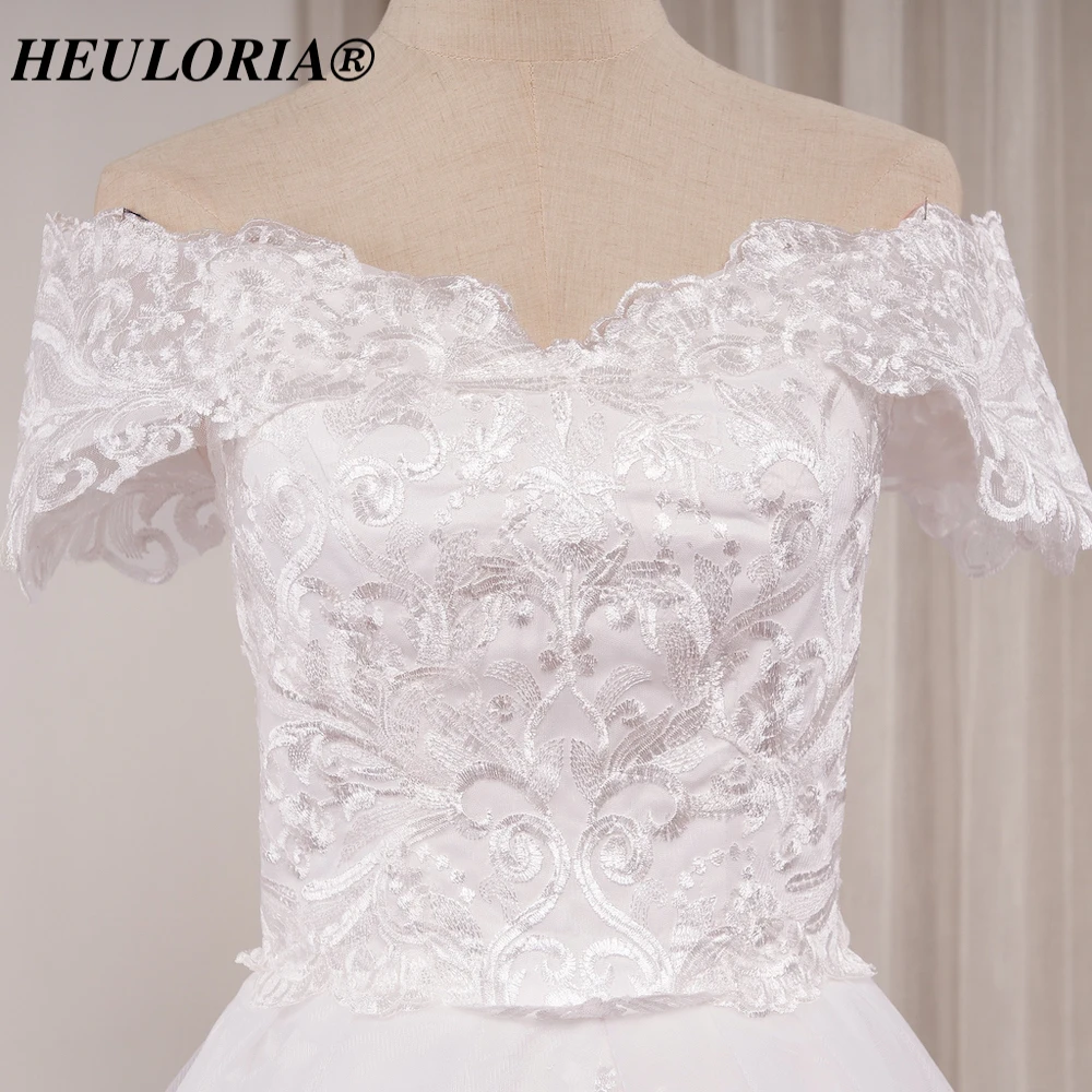 HEUIA LORA-Vintage Fora Do Ombro Vestido De Noiva, Lace Applique Vestido De Noiva, Plus Size