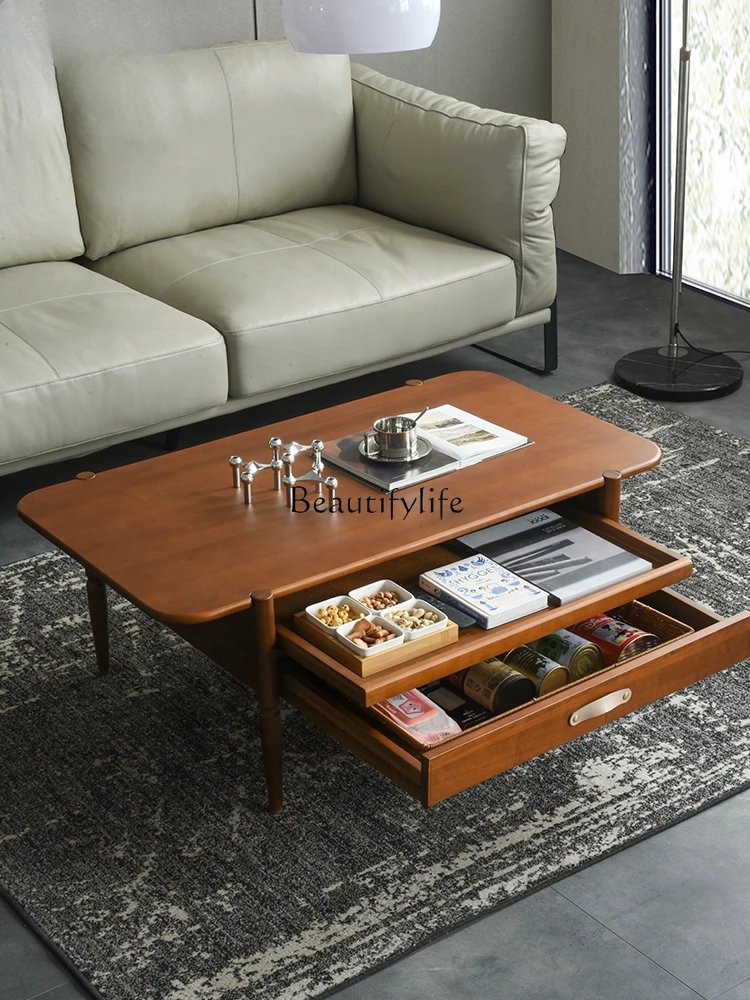 Nordic Solid Wood Coffee Table Light Luxury Modern Small Apartment Solid Wood Italian Minimalist Coffee Table