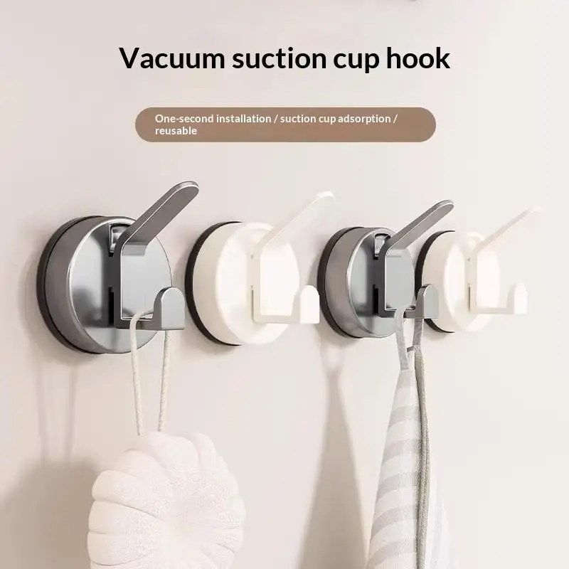 1/2/3Pcs Punch Free ABS Vacuum Suction Cup Hook Waterproof Reusable Wall Hanger For Bathroom Towel Robe Clothes Supplies