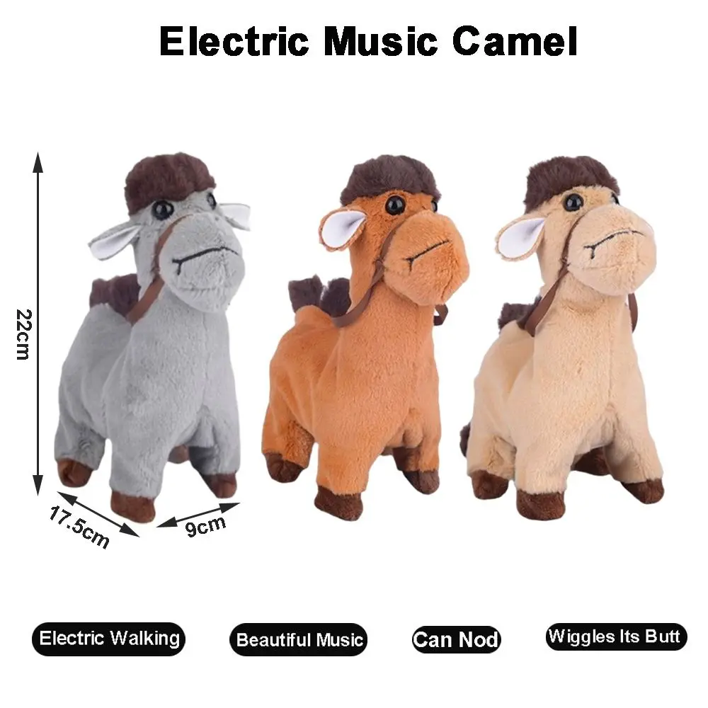 ของเล่นสัตว์อิเล็กทรอนิกส์รูปอูฐเหมือนจริง พร้อมฟังก์ชันการเคลื่อนไหวไปข้างหน้า เสียง การ์ตูนจำลอง ตุ๊กตา ฟังก์ชันร้องเพลง ฟังก์ชันเดิน