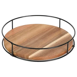 360 Degree Rotating Turntable Organizer Versatile Countertop Storage Rack Round Wooden for Cabinet Dining Table