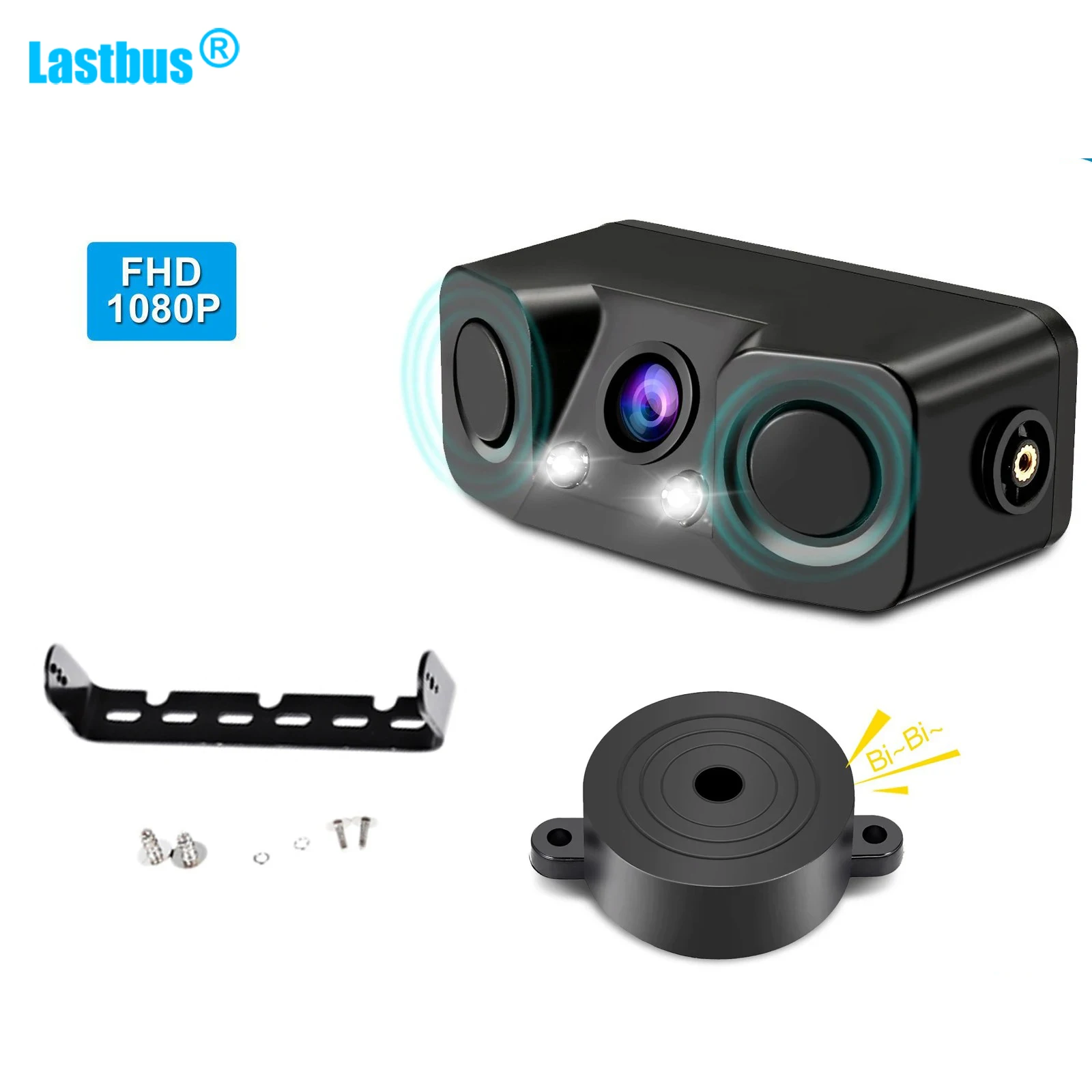 

Lastbus AHD 1080P PAL 3 In 1 Car Reversing Backup Rear View Camera With 2x Parking Radar Sensors Night Vision Waterproof Kit