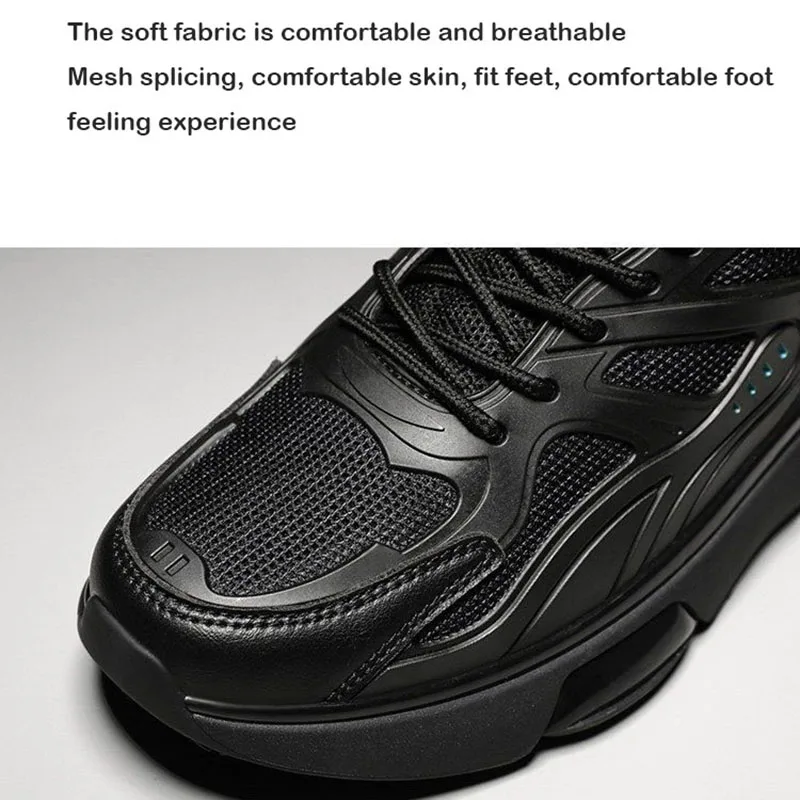 Oulylan-Baskets décontractées en maille respirante pour hommes, chaussures de course légères, baskets de sport noires