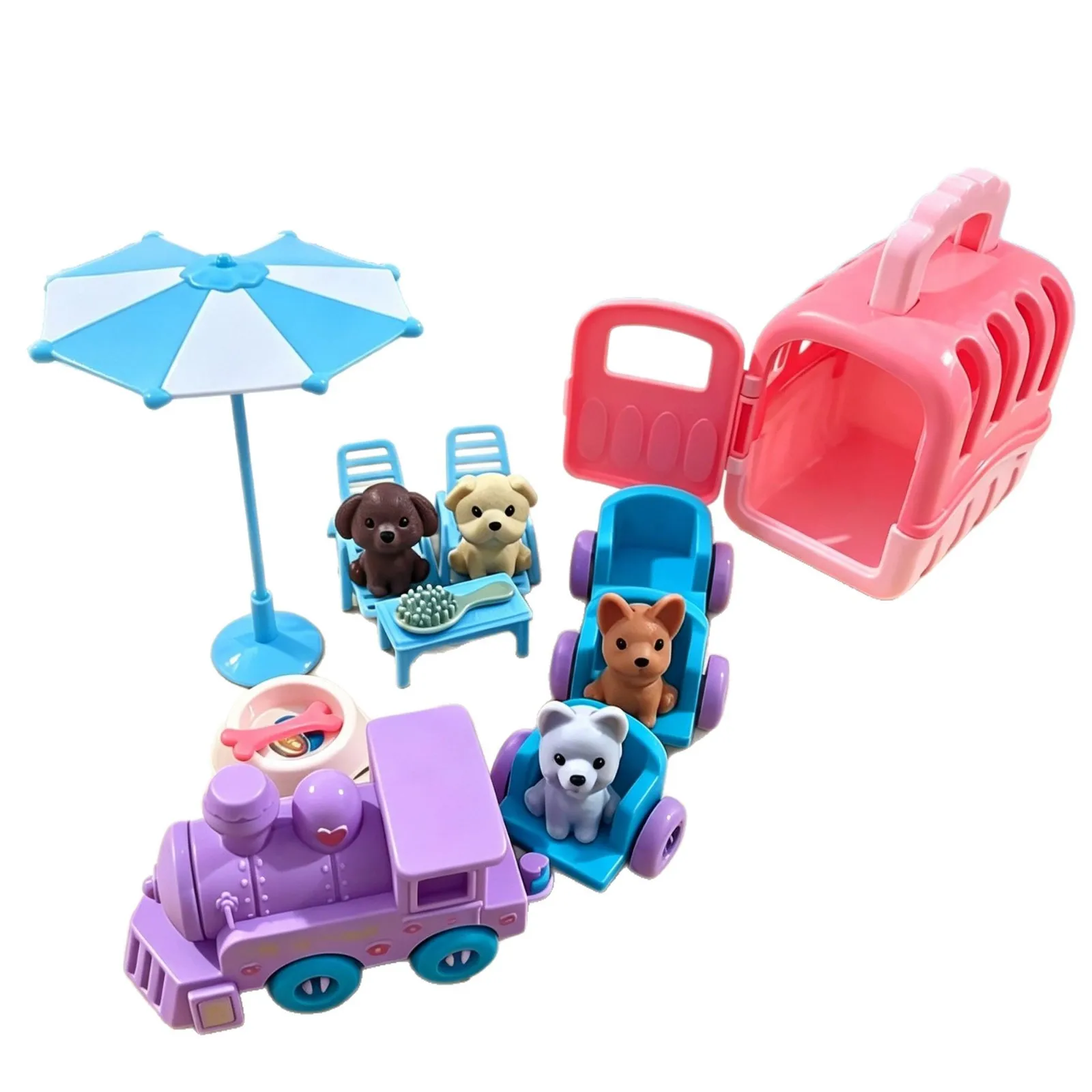 Kids Pet Care Toy Set with Dog House, Train, Cute Animal Figures,Play Educational Toys for Toddlers Birthday Gift.Doll Furniture - view 6