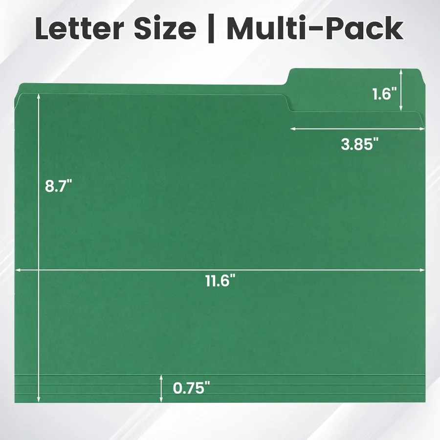 Gekleurde dossiermappen 16 verpakkingen Letter-formaat 1 3 Gesneden tabblad. Chromatische Manila-mappen 8,5 x 11, voor documenten Bestandsmappen met opvouwbaar