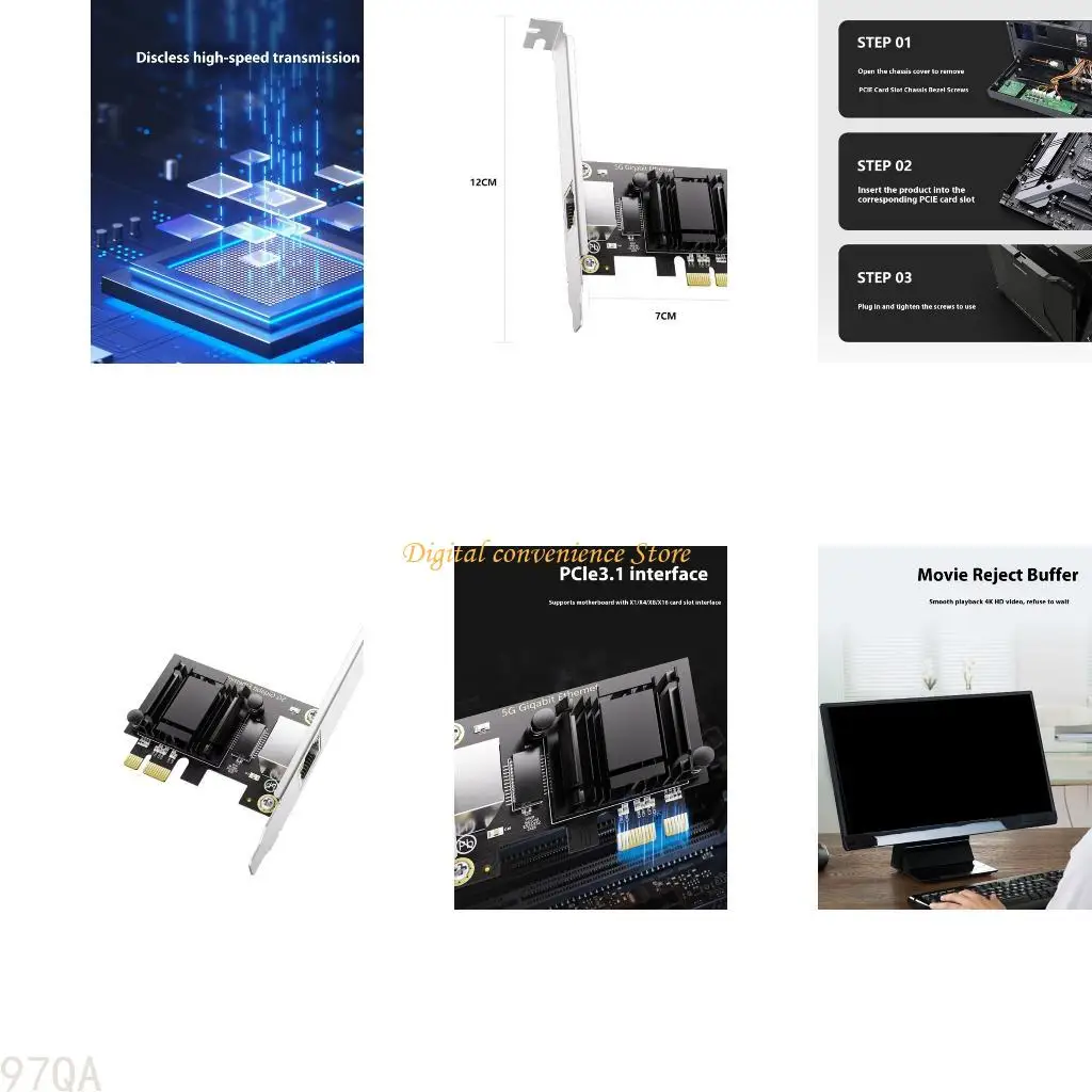 

97qa Pice to RJ45 сетевой адаптер RTL8126 10/100/1000/5000 Мбит/с.
