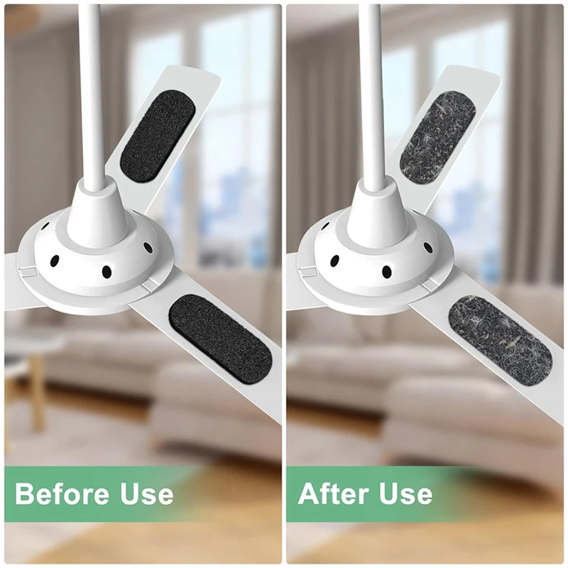 ABRE-10 Pcs Ceiling Fan Blade Filters-Activated Coconut Carbon, Easy-Stick Ceiling Fan Blade Filters, Air Purifying For Home