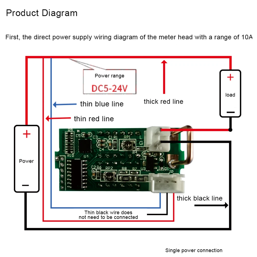 DC 500V 10A Voltmeter Ammeter LED Digital Display Power Meter Real Time Voltage and Current Monitoring Amp Meter