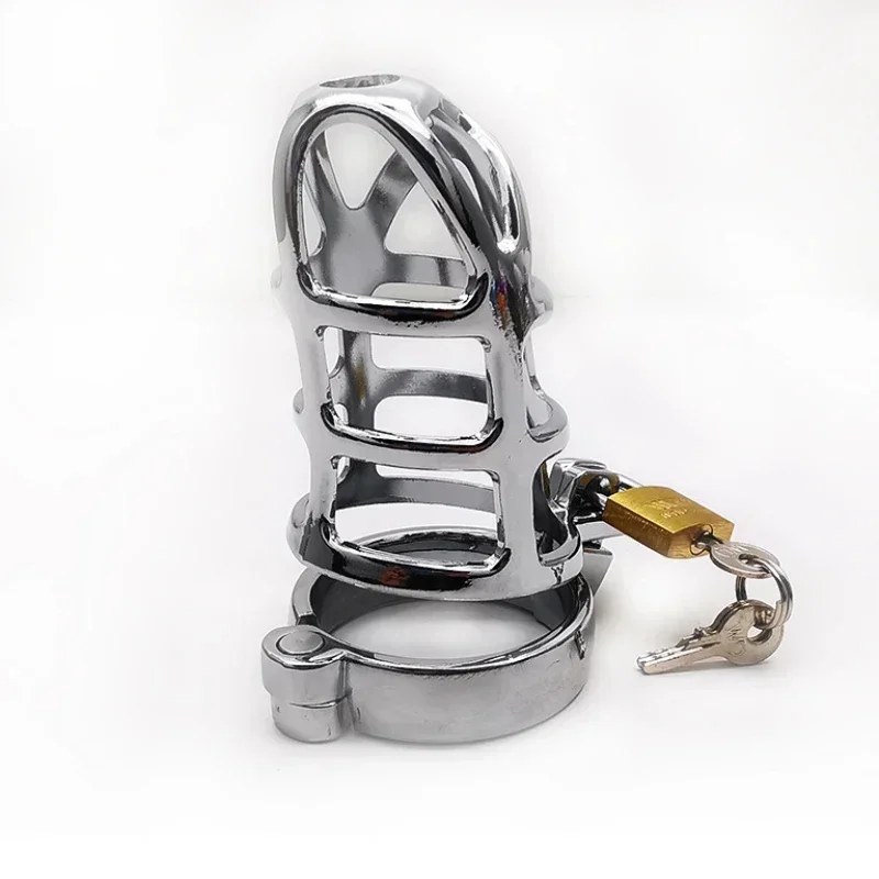 مثيرToyMetalCockCageMaleCBTCuckoldCockBallLengthAdjustableChastityCageBeltDevicePenisDickEroticloveLockRingBondageFetishBDSMGear