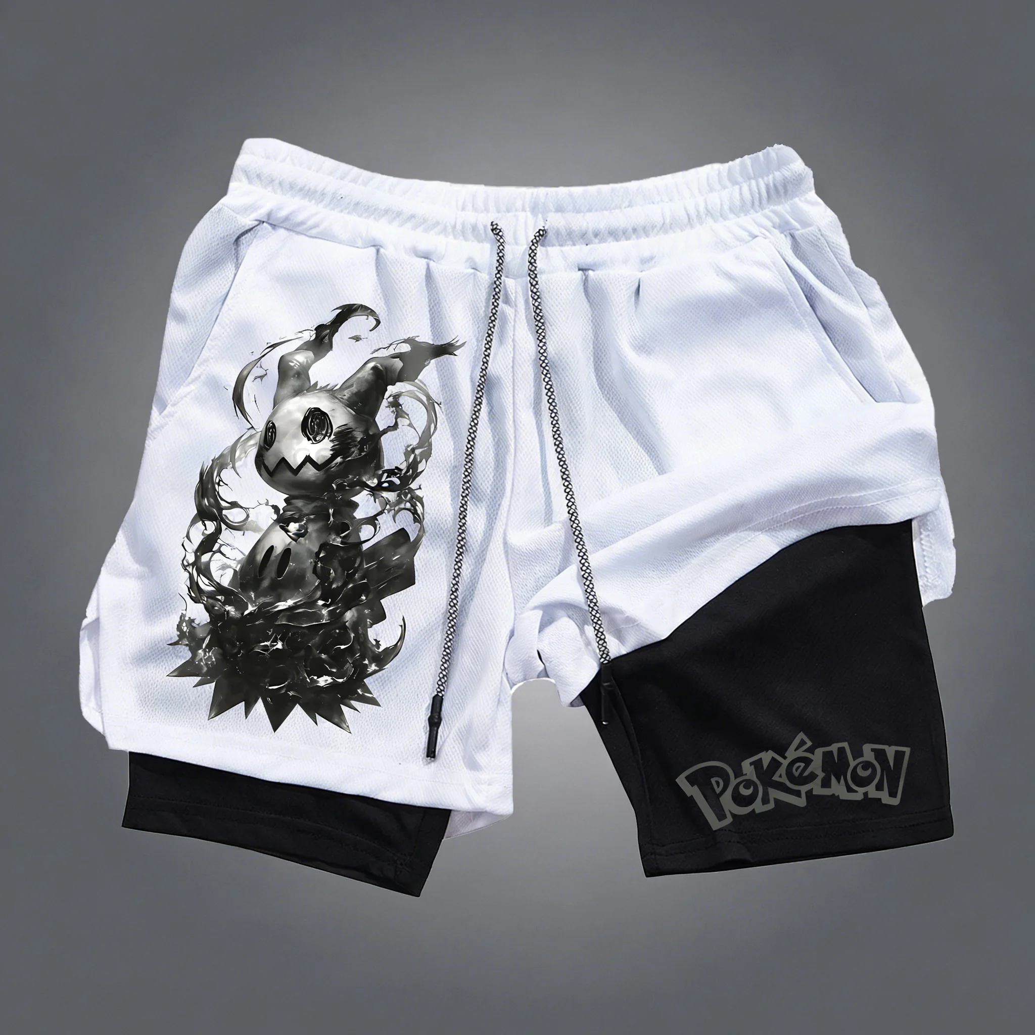 PokÉMon Peripheral New Printed Sports Double-layer Shorts Fitness Running Pants Fabric Comfortable and Close Fitting