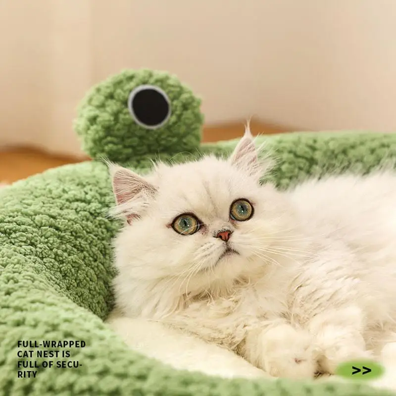 

Frog Cat Cave Cartoon Non-slip Pet Bed Cat Beds For Indoor Cats With Frog Eyes Design Waterproof Cartoon Non-slip Pet Bed For