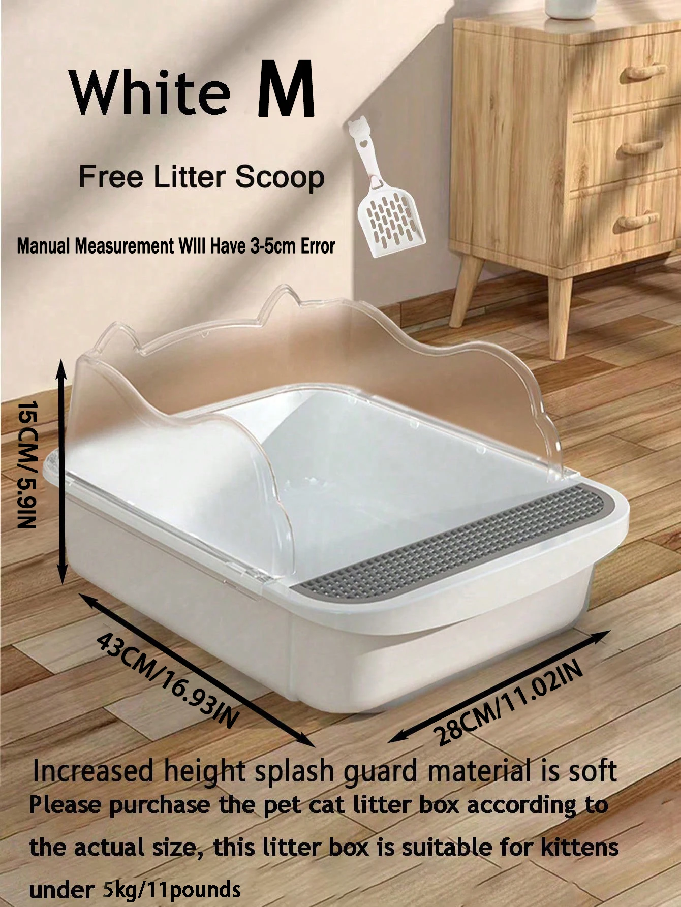 Semi-Closed Splash-Proof Litter Box , New Stylish Semi-Open Pet Litter Box For Cats  Shovels Can Be Purchased Separately