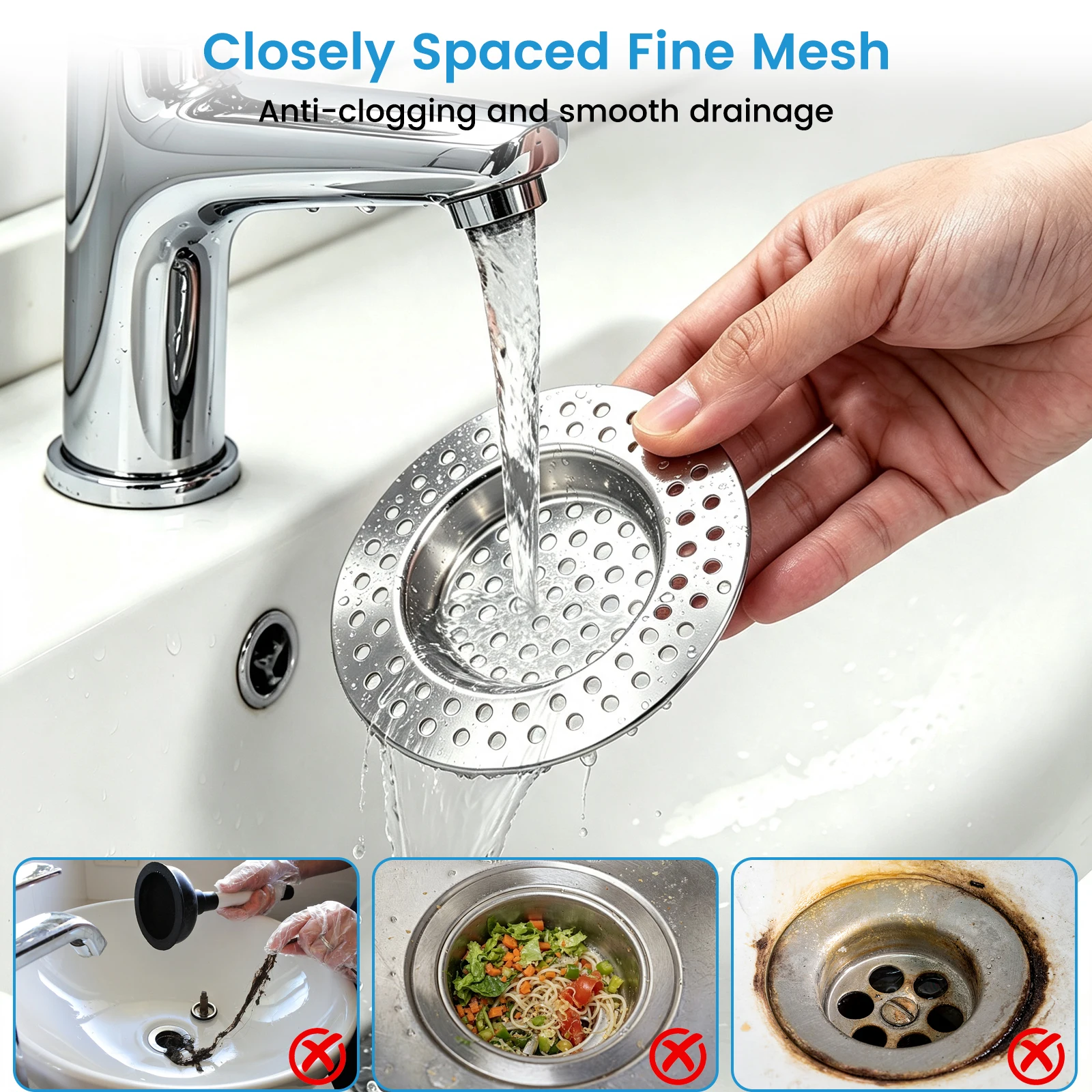 Küchenspülbecken-Abflussfilter, abnehmbarer Lebensmittel-Auffangbehälter, Spülbecken-Sieb-Stopper-Kombination, Pop-up-Spülbeckenfilter, eingebetteter Filterkorb – Detail 3