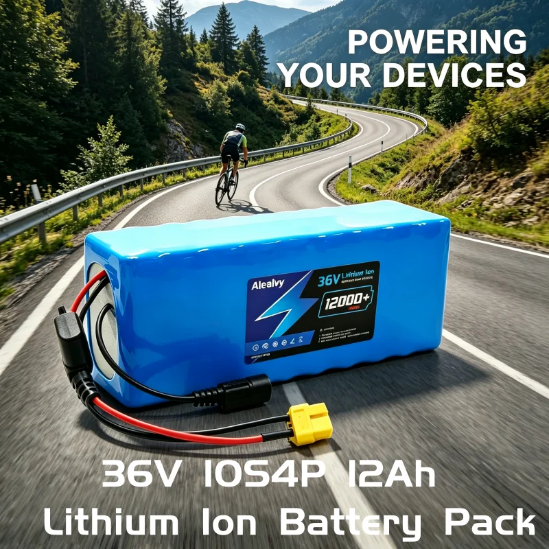 36V 12Ah 10S4P Li-ion Battery Pack + 42V Charger,  High-Power for E-Bike/Scooter/Power Device, Built-in Smart BMS Safe Charge