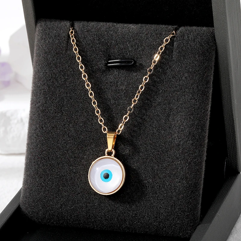 Colorful Turkish Blue Evil Eye Necklace For Women New Trendy Cat's Eye Stone Lucky Eye Clavicle Chain Choker Wedding Jewelry