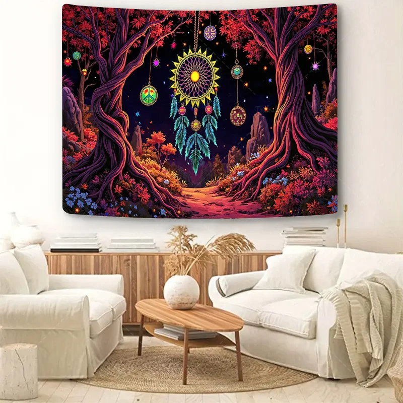 قطعة واحدة من نسيج الحائط بوهو زاك مع مشهد الغابة المسحور والمشاعر الكونية #5