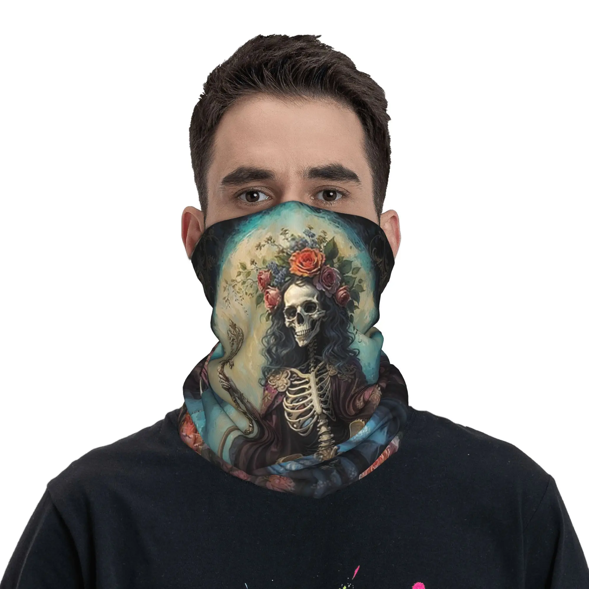 

Санта-Муэрте испанская бандана, гетры с принтом, маска, шарф, многофункциональный головной убор для спорта на открытом воздухе