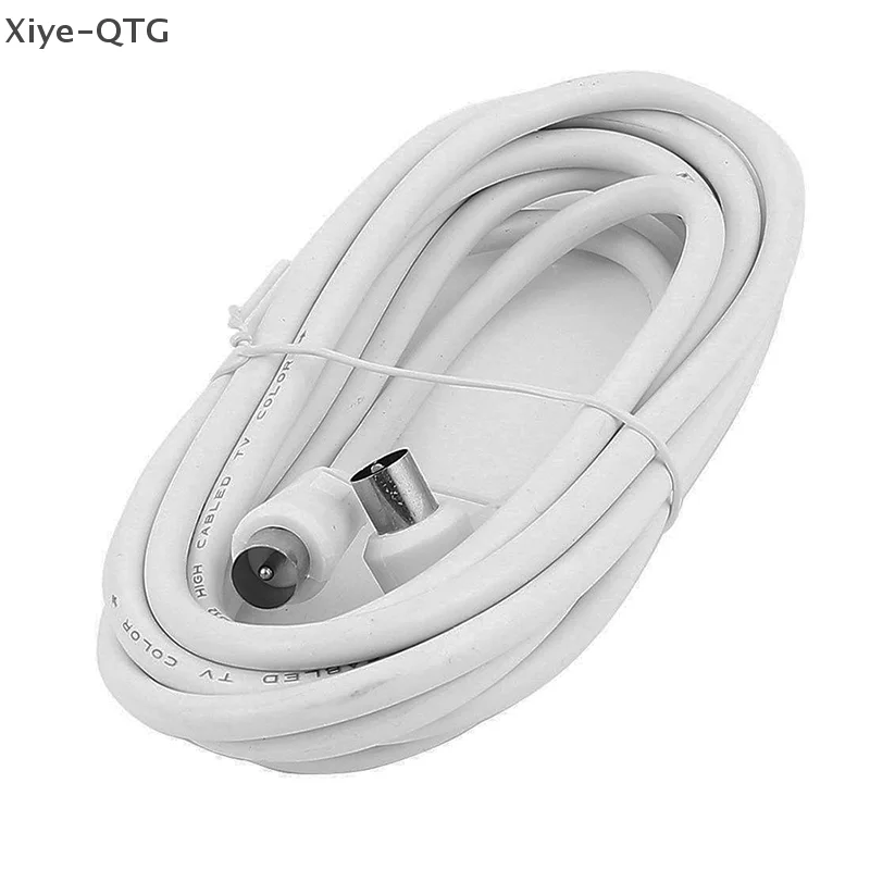 Hot！1m 1.5m 2m Metre Right Angle Angled RF TV Aerial Lead Cable Male to Coax Coaxial White