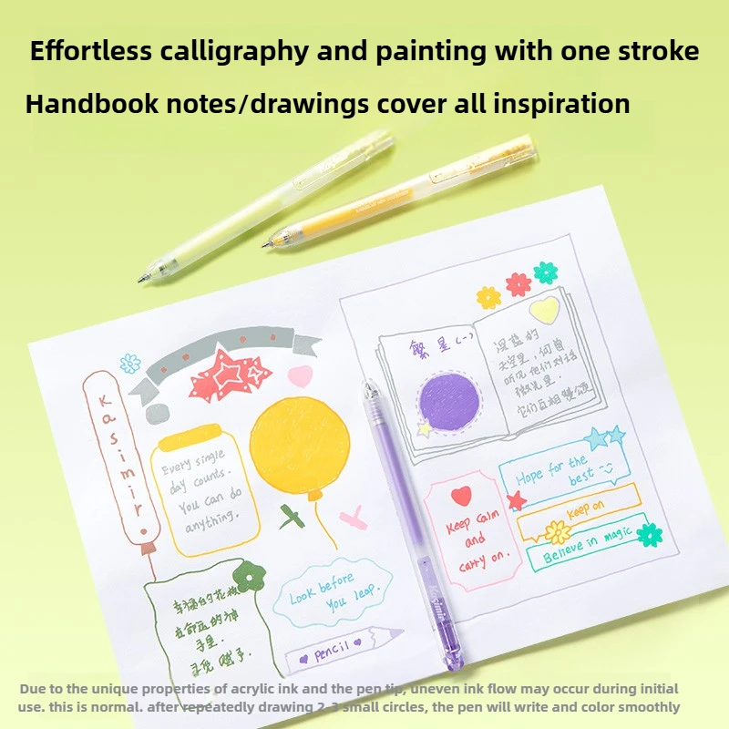 Kasimir Colorful Click-Action Acrylic Gel Pens Quick-Drying Ballpoint Pen for Highlighting Drawing School Supplies Stationery