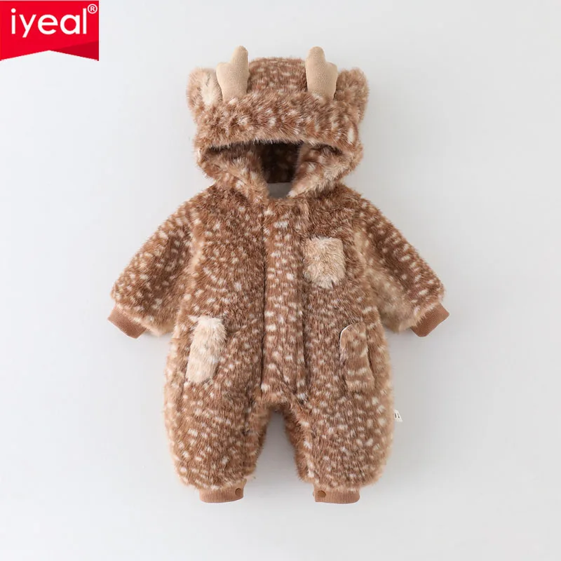 IYEAL  Baby Winter Thick Fleece Jumpsuit Christmas And New Year Jumpsuit Baby Super Cute Cotton Coat Outdoor Warm Jacket