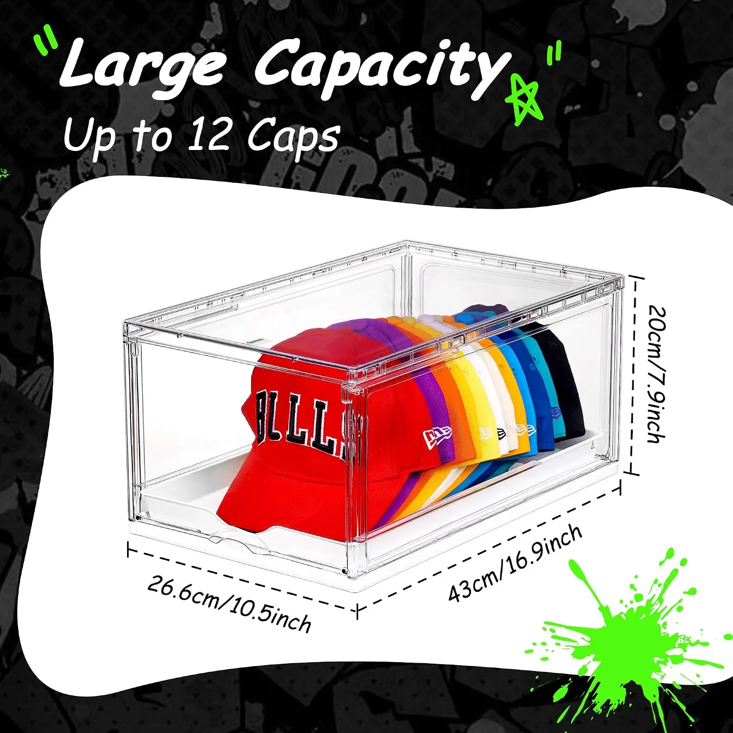 4 Pack Stackable Baseball Caps Organizer, Each Holds 12 hats