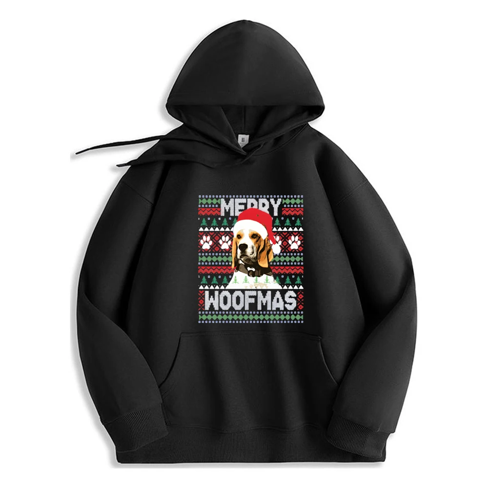 

Merry Woofmas Christmas Hoodie Graphic Tops Adult Luxury Men High Quality Polyester Fiber Sweatshirt