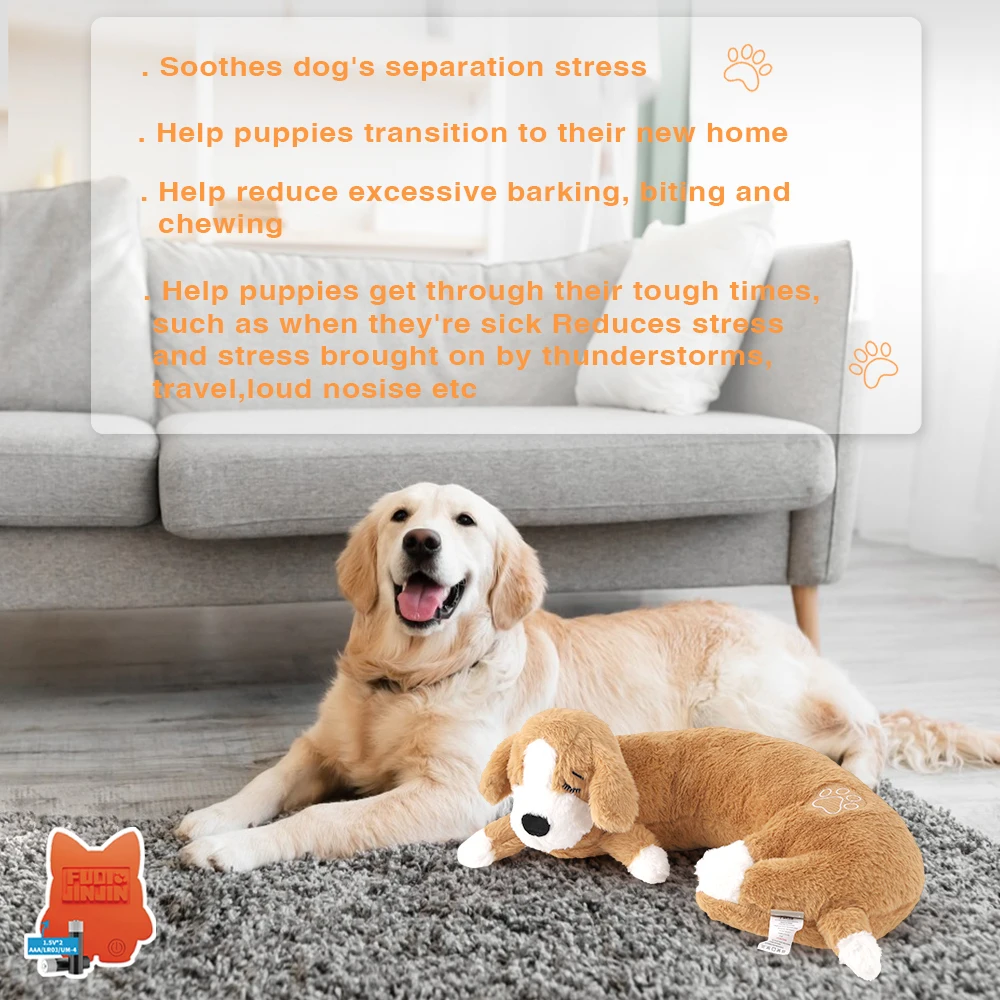 El juguete grande de batido del corazón para mascotas en forma de almohada curvada Shiba Inu combina comodidad calmante con entrenamiento comportamental juguete lleno de latido del corazón