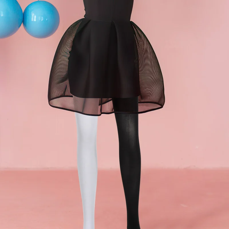 Mode weiße Spitze Top Farbe ab Spleiß links rechts-freie Größe (schwarz und weiß) – Detail 6