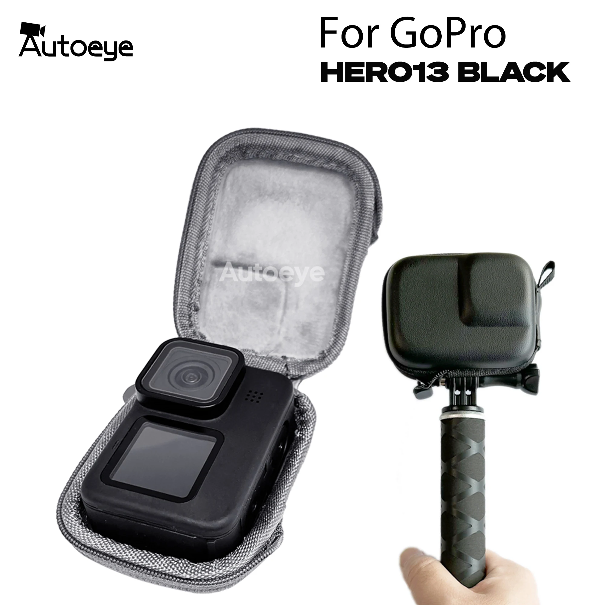 GoPro EVA Mini Case Protective Bag for Hero 13 12 11 10 9 Black Sliver Action Sport Camera PU Semi Open Storage Box