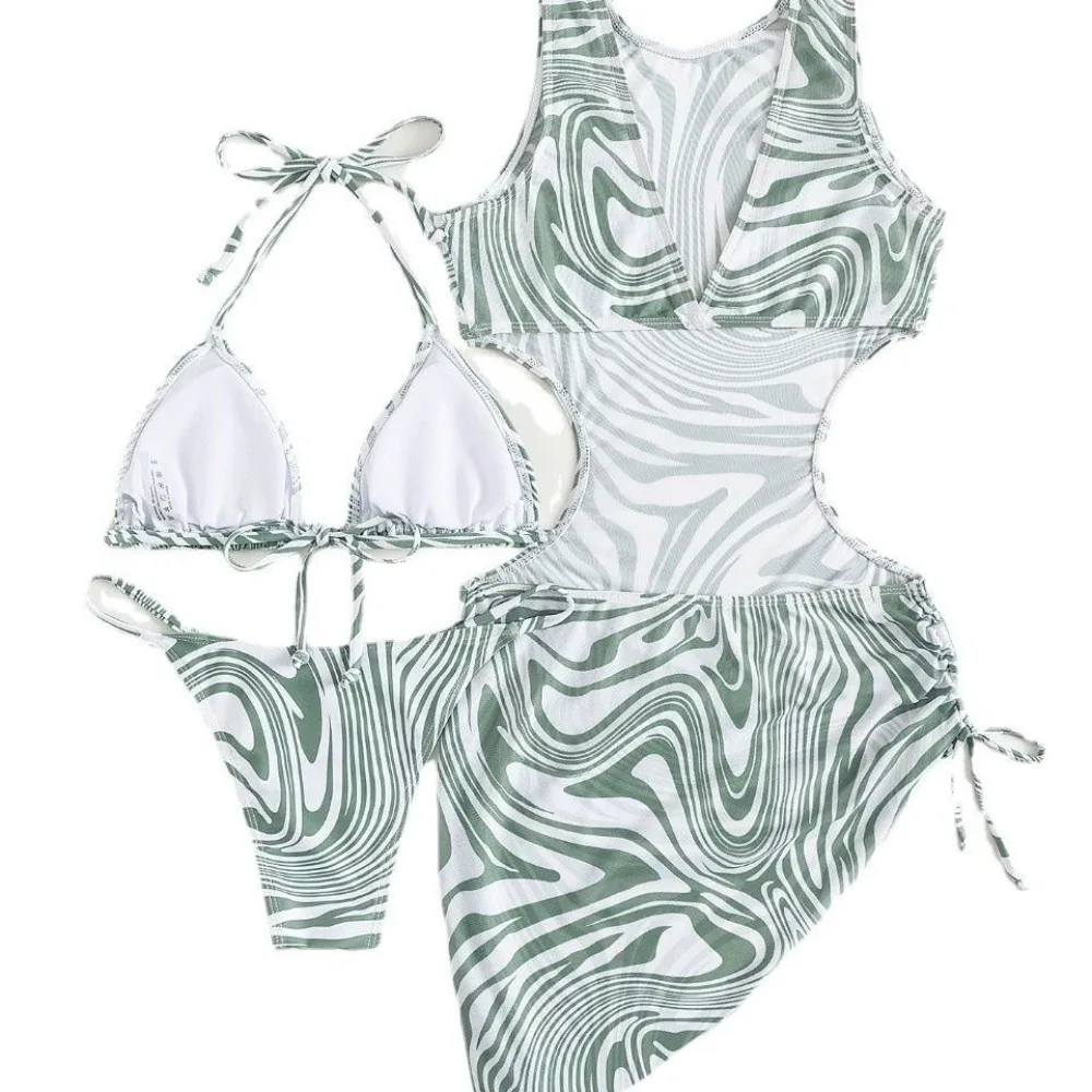 Printed Bikini Clear Fashionable Women's Princess Style Beach Surfing Sexy Tight Fitting High Elasticity One-piece Swimsuit