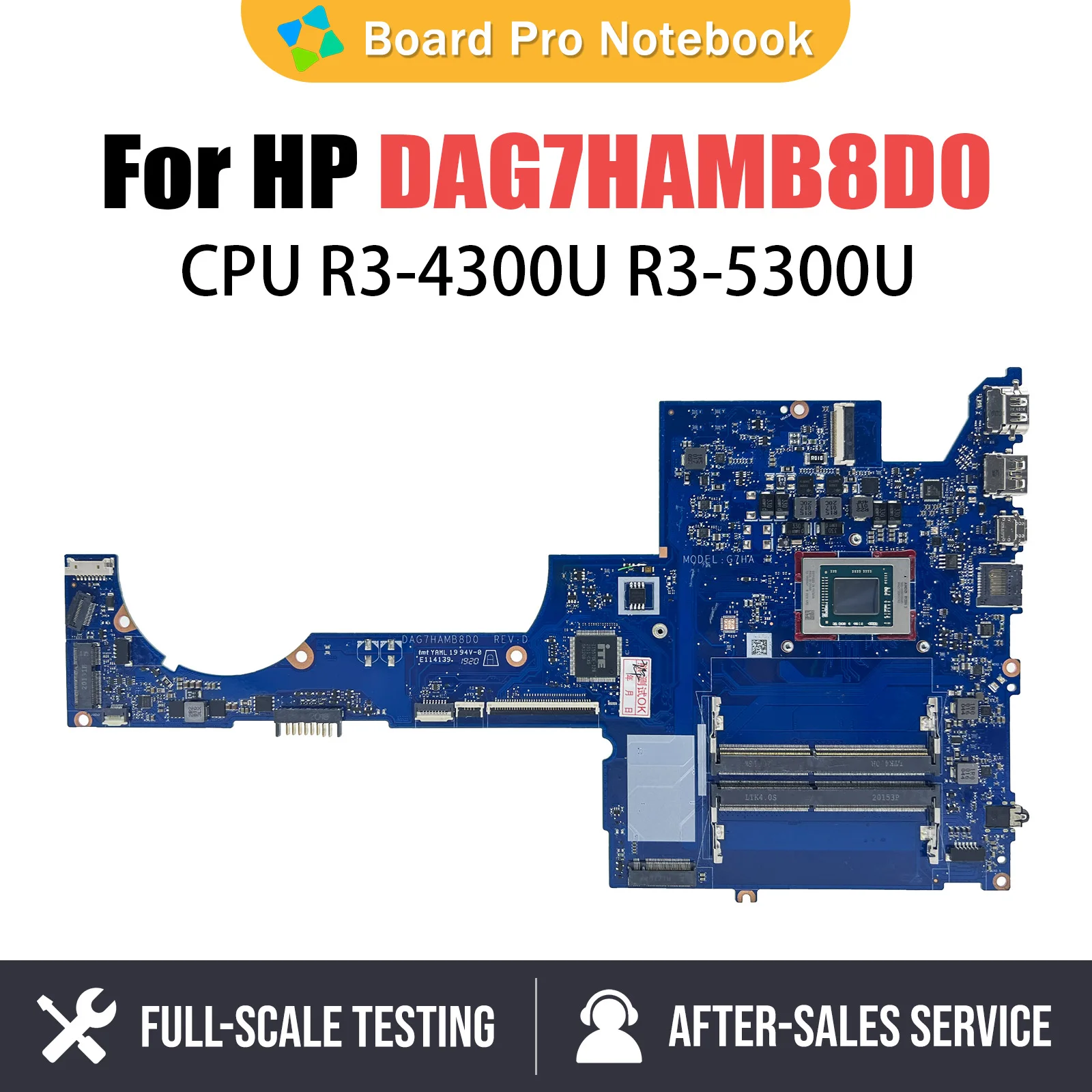 

DAG7HAMB8D0 Mainboard For HP Pavilion 15-EH Laptop Motherboard With R3-4300U R3-5300U CPU 100% Fully Tested