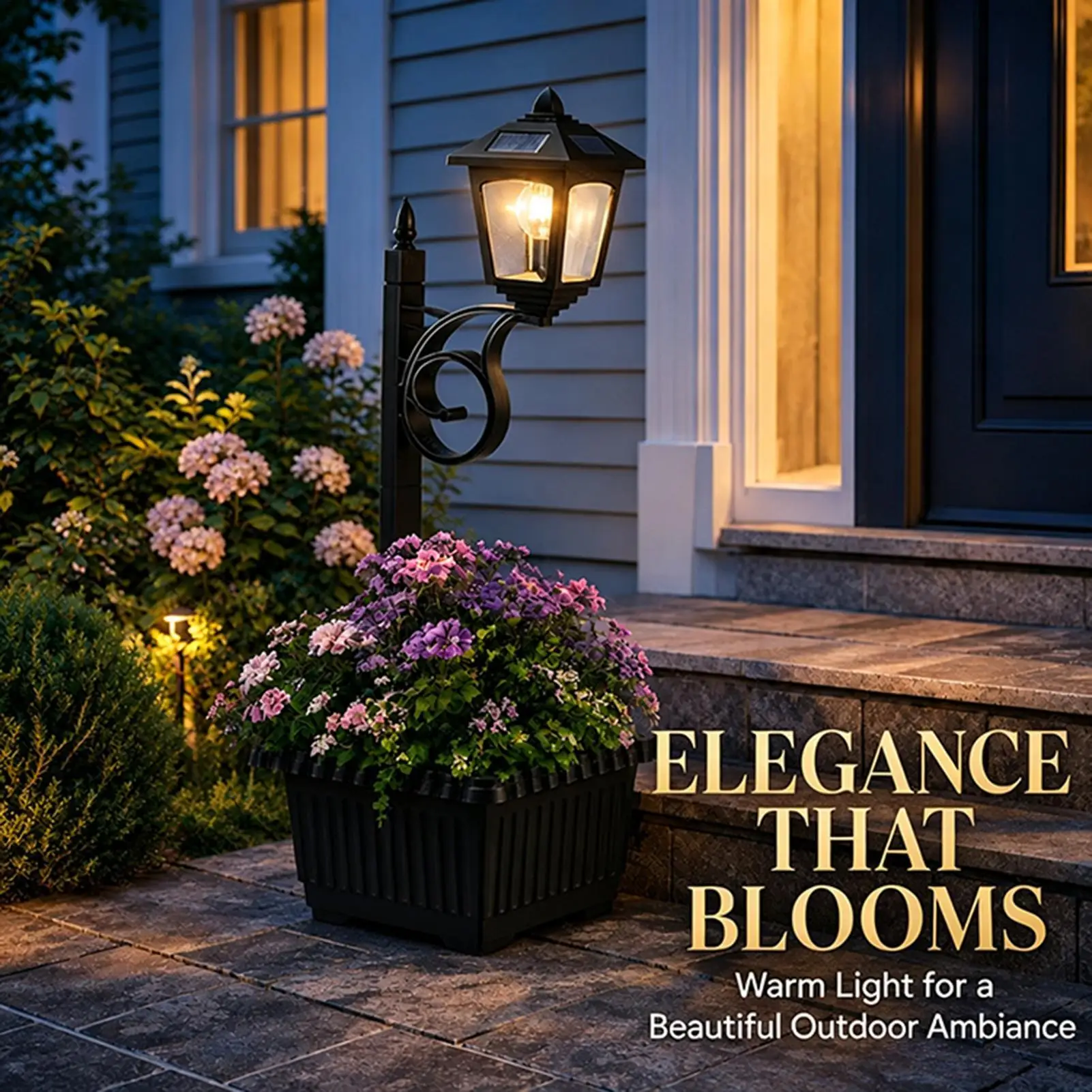 2-in-1 Solar Lamp Post Lights with Planter Backyard Flower Pot Lights Solar Pole Light for Garden, Yard, Driveway, Porch, Patio