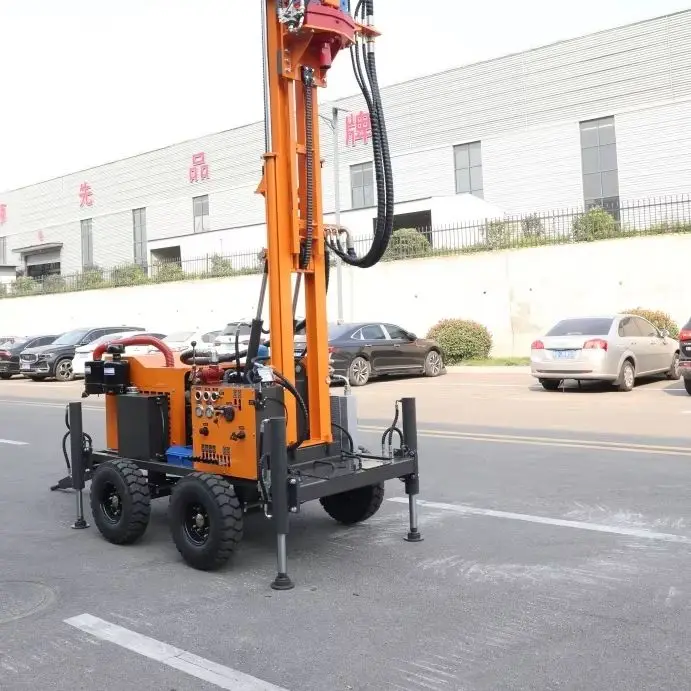 Customized 200M Water Bore Well Wheel Crawler Diesel Hydraulic Portable Safe Locking Device Water Well Drilling Rig Machine